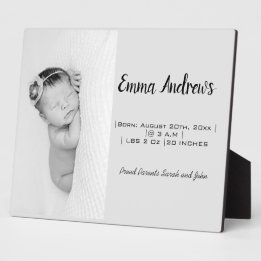 Plaque Photo Bébé Photo Birth Personalised