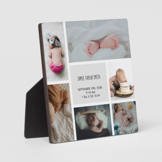 Plaque Photo Bébé Photo Collage Nom de conservation Date de nai (Recto)