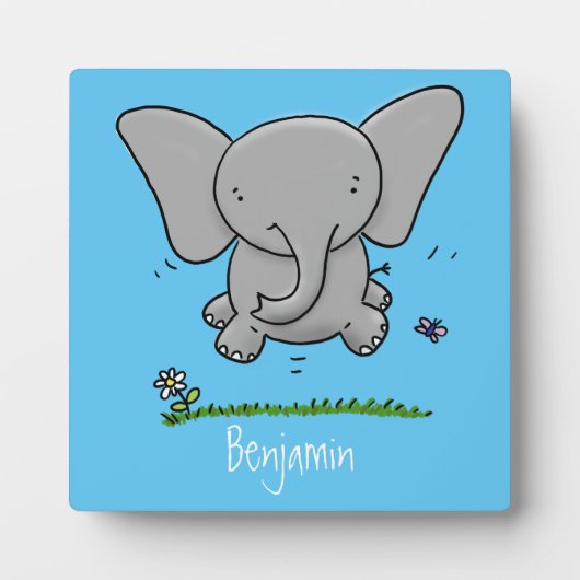 Plaque Photo Belle adorable dessin d'éléphant bébé (Devant)