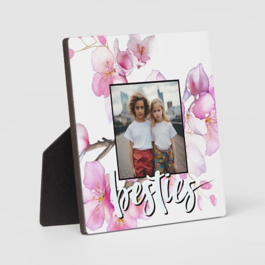 Plaque Photo Belle aquarelle rose cerisier fleurs photo (Recto)