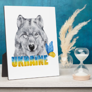 Plaque Photo Belle aquarelle Ukraine Loup et Papillon