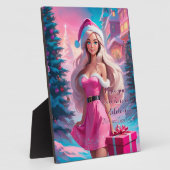 Plaque Photo Belle fille de Noël rose 01 (Côté)