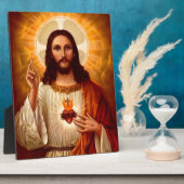 Plaque Photo Belle image religieuse Sacré Coeur de Jésus (Côté)