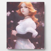 Plaque Photo Belle Jeune Fille Parmi Les Fleurs Roses Portrait (Devant)