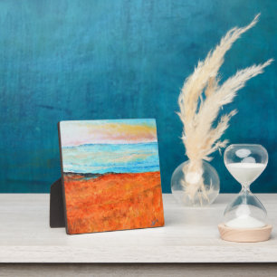 Plaque Photo Belle Plage Abstraite Peinture Bleu Orange