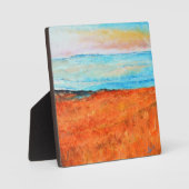 Plaque Photo Belle Plage Abstraite Peinture Bleu Orange (Recto)