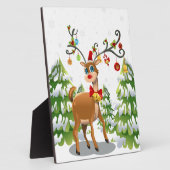 Plaque Photo Belle renne dans la neige (Côté)