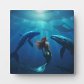 Plaque Photo Belle Sirène Nager Avec Baleines À Bosse, (Devant)