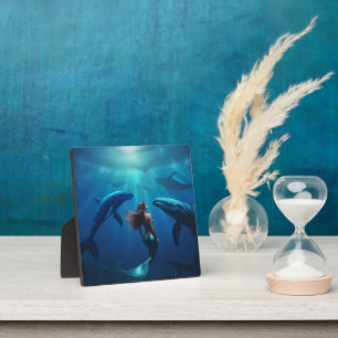 Plaque Photo Belle Sirène Nager Avec Baleines À Bosse,