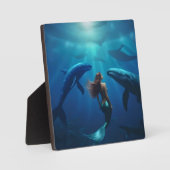 Plaque Photo Belle Sirène Nager Avec Baleines À Bosse, (Recto)