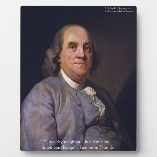 Plaque Photo Ben Franklin "Aime ton prochain" (Devant)