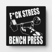 Plaque Photo BENCH PRESS, F*CK STRESS - Exercice Motivational (Devant)