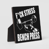 Plaque Photo BENCH PRESS, F*CK STRESS - Exercice Motivational (Recto)