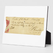 Plaque Photo Benjamin Franklin Signed Check 2 octobre 1787 (Côté)