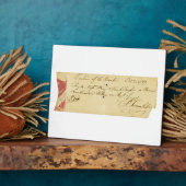 Plaque Photo Benjamin Franklin Signed Check 2 octobre 1787 (Côté)