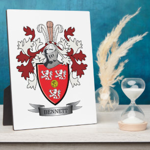 Plaque Photo Bennett Family Crest Coat of Arms