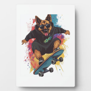Plaque Photo Berger Skateur � Chien de Planche à Roulettes Cool