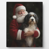 Plaque Photo Bernedoodle avec Noël Festif du Père Noël (Devant)