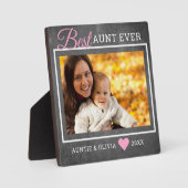 Plaque Photo Best Aunt Ever Custom Photo Rustic Chalkboard (Recto)