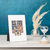 Plaque Photo Best Corgi Dad Ever Patriotic Vintage Dog Shirt_1 (Côté)