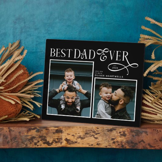 Plaque Photo  Best Dad Ever 2 Photos Modern Fathers Day Gifts (Côté)