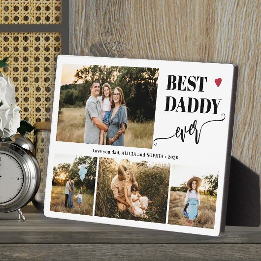 Plaque Photo Best dad ever 4 photos personalized
