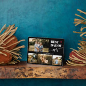 Plaque Photo Best dad ever 4 photos personalized black (Côté)