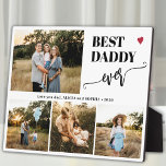 Plaque Photo Best dad ever family photo collage heart<br><div class="desc">Create your own modern simple best daddy ever typography script with 4 custom photos keepsake black and white plaque for Father's Day,  his birthday,  or any other occasion.</div>