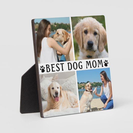 Plaque Photo BEST DOG MOM Photo Collage Empreinte de patte (Recto)