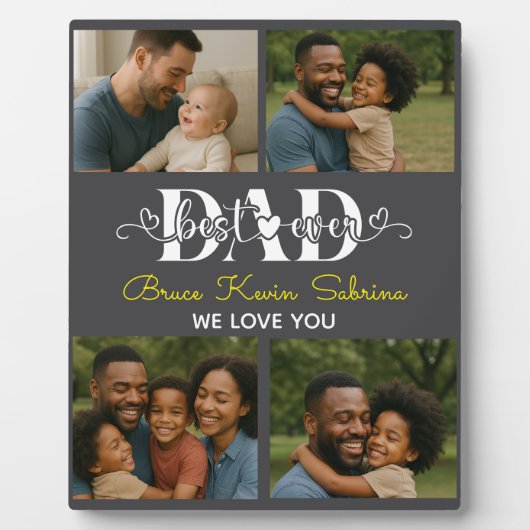 Plaque Photo Best Father Ever Personalized Photo Collage (Devant)