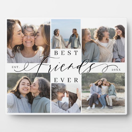 Plaque Photo Best Friends Ever Script Photo Collage Keepsake (Devant)