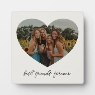 Plaque Photo Best Friends Forever BFF Custom Heart Photo Blanc