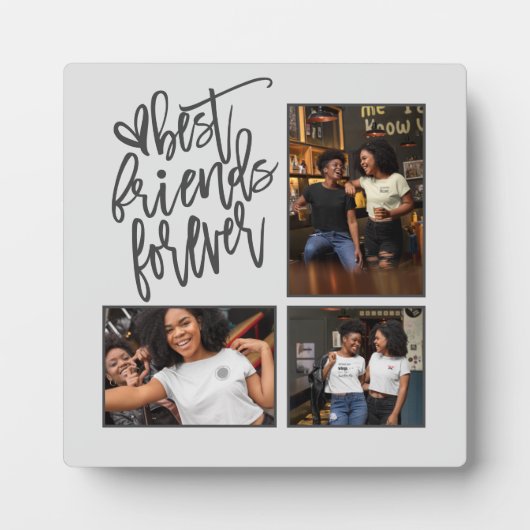 Plaque Photo Best Friends Forever script 3 Photos Grey (Devant)