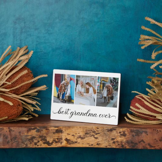 Plaque Photo Best Grandma Ever 3 Photo Collage (Côté)