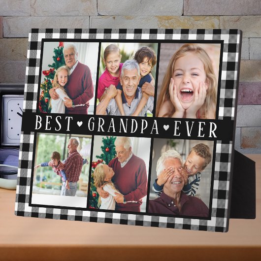 Plaque Photo Best Grandpa Ever Hearts Photo Collage Keepsake 