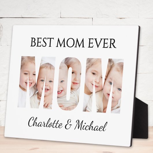 Plaque Photo Best Mom Ever 3 Photos Cutout Letters