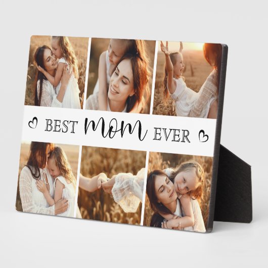 Plaque Photo Best Mom Ever Modern Photo Collage Personalized (Côté)