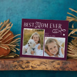Plaque Photo Best Mom Ever Photo Heart Mothers Day Burgundy<br><div class="desc">Celebrate the woman whose love feels like home. This Best Mom Ever Heart Photo Plaque turns two of your most treasured memories into a beautiful daily reminder of how deeply she’s loved. Designed with a modern minimalist layout, elegant typography, and a soft heart detail, it captures the story of all...</div>