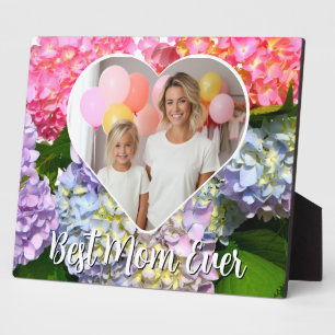 Plaque Photo Best Mom Ever rose violet modèle photo floral