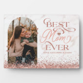 Plaque Photo Best Mom Ever Script Rose Gold Parties scintillant (Devant)