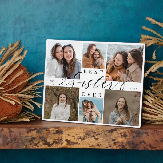 Plaque Photo Best Sister Ever Script Photo Collage Keepsake (Côté)