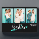 Plaque Photo Besties Best Friends Trois Photo Nom Personnalisé<br><div class="desc">Ce design moderne comprend trois de vos photos préférées avec le texte "besties" dans la typographie amusante avec vos noms personnalisés. Personnalisé en modifiant le texte dans les zones de texte fournies. #photo #cadeaux photographiques #cadeaux #cadeaux #cadeaux #cadeaux #cadeaux #cadeaux #cadeaux #cadeaux #cadeaux #cadeaux #cadeaux #cadeaux #cadeaux personnalisés #nom #cadeaux...</div>