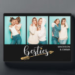 Plaque Photo Besties Best Friends Trois Photo Nom Personnalisé<br><div class="desc">Ce design moderne comprend trois de vos photos préférées avec le texte "besties" dans la typographie amusante avec vos noms personnalisés. Personnalisé en modifiant le texte dans les zones de texte fournies. #photo #cadeaux photographiques #cadeaux #cadeaux #cadeaux #cadeaux #cadeaux #cadeaux #cadeaux #cadeaux #cadeaux #cadeaux #cadeaux #cadeaux #cadeaux personnalisés #nom #cadeaux...</div>