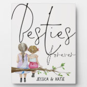 Plaque Photo Besties Forever Amis Noms Filles Script (Devant)