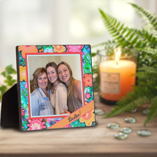 Plaque Photo Besties Joli floral Whimsical Photo Customisée