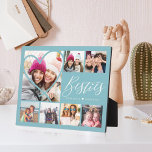 Plaque Photo Besties Script 7 Photo Best Friends Collage Heart<br><div class="desc">Un cadeau spécial, mémorable en plaque photo multiple pour les besties. Le design comprend sept photos de montage grille pour afficher vos propres photos d'amis. "Besties" s'affiche dans une typographie stylisée. Une simple forme cardiaque est affichée sur l'une des photos. Envoyez un cadeau mémorable et spécial à vous-même et à...</div>