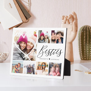 Plaque Photo Besties Script 7 Photo Best Friends Collage Heart