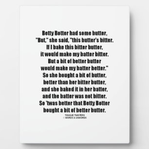 Plaque Photo Betty Botter Better Butter