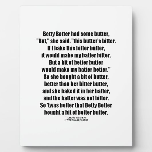 Plaque Photo Betty Botter Better Butter (Devant)
