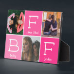 Plaque Photo BFF Best Friends Besties Pink Collage 3 photos<br><div class="desc">Ce joli design comporte 3 photos, le texte "BFF" et l'espace pour votre texte! Cliquez sur le bouton personnaliser pour plus de flexibilité dans la modification/ajout de texte ! Des variantes de cette conception ainsi que des produits de coordination sont disponibles dans notre boutique, zazzle.com/store/doodlelulu. Contactez-nous si vous avez besoin...</div>